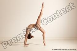 Swimsuit Gymnastic poses Woman White Moving poses Slim long brown Dynamic poses Academic